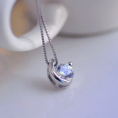 925 Sterling Silver Necklace for Women Simple Irregular Heart Moon Trendy Simple Geometric Handmade Chocker Fine Jewelry