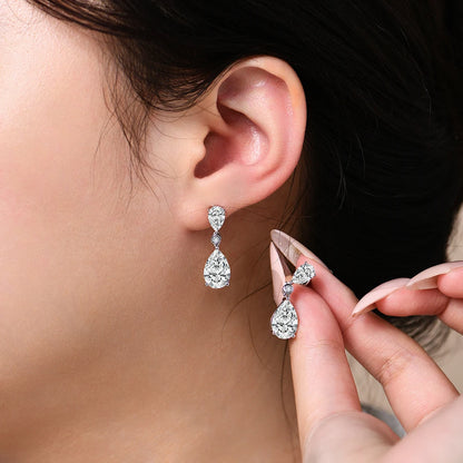 ATTAGEMS Pear Cut 5.03CT Moissanite Drop Earrings For Women Top Quality 925 Sterling Silver Engagement Wedding Fine Jewelry Gift
