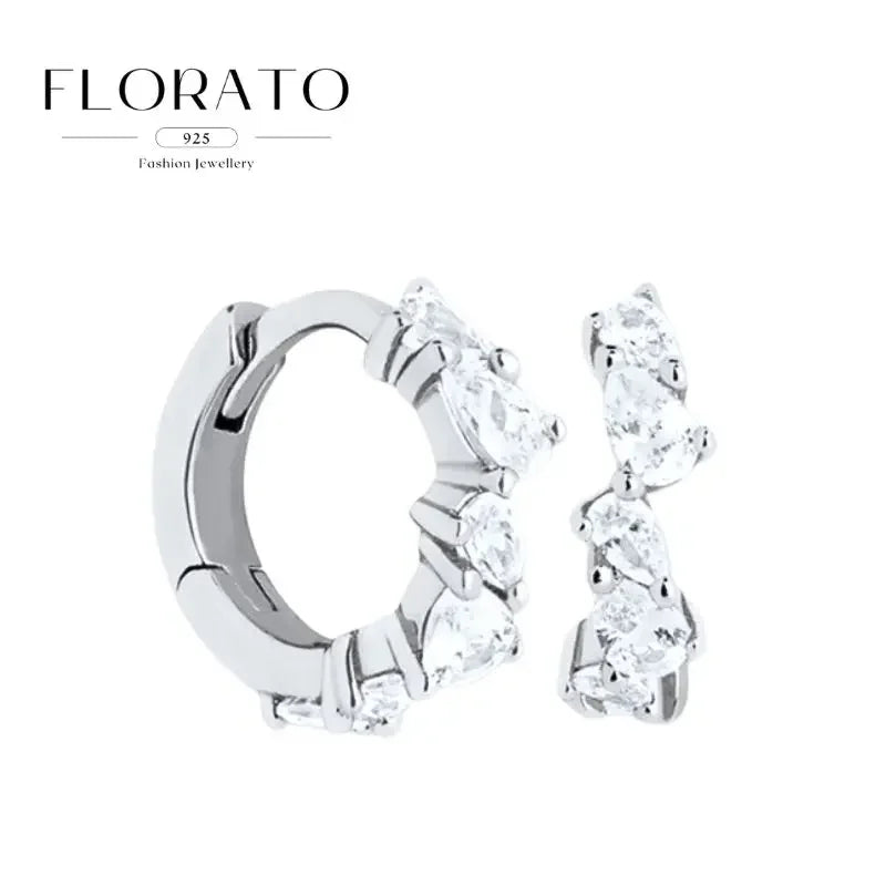 925 Sterling Silver Needle Irregular White Zircon Hoop Earrings For Women Pearl Ear Buckles Vintage Luxury Crystal Jewelry Gifts