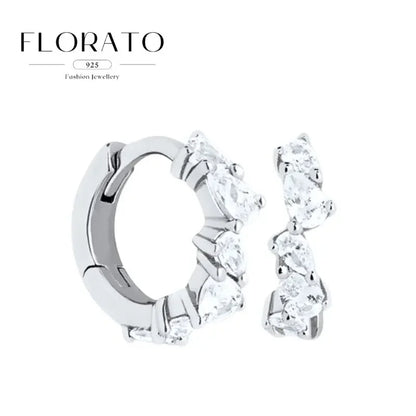 925 Sterling Silver Needle Irregular White Zircon Hoop Earrings For Women Pearl Ear Buckles Vintage Luxury Crystal Jewelry Gifts