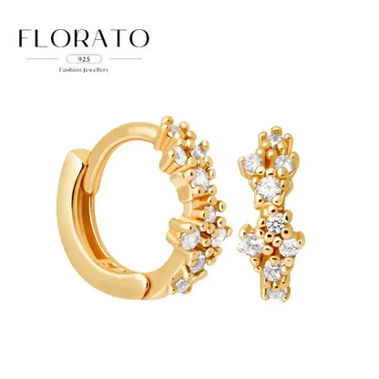 925 Sterling Silver Needle Irregular White Zircon Hoop Earrings For Women Pearl Ear Buckles Vintage Luxury Crystal Jewelry Gifts
