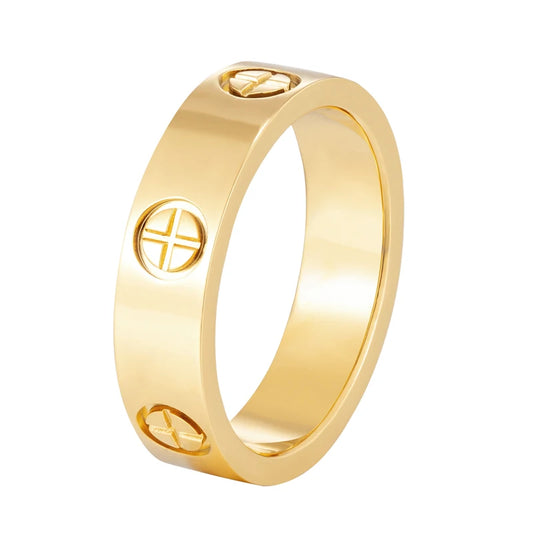 5mm Wide Screw Rings Stainless Steel Love Ring Luxury Brand Jewelry for Women Nail Shape High Quality Gold Color Ring