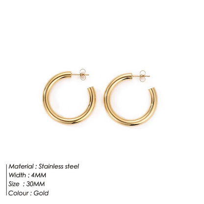 Fashion Gold Size Circle Earrings Women's Jewelry Accessories Classic Stainless Steel Earrings Wholesale