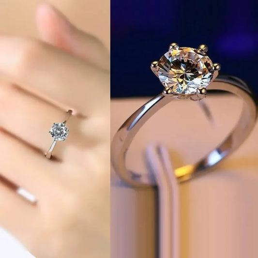 925 Sterling Silver moissanite Rings women Shining crystal adjustable size Fashion party Couple Gifts engagement wedding Jewelry