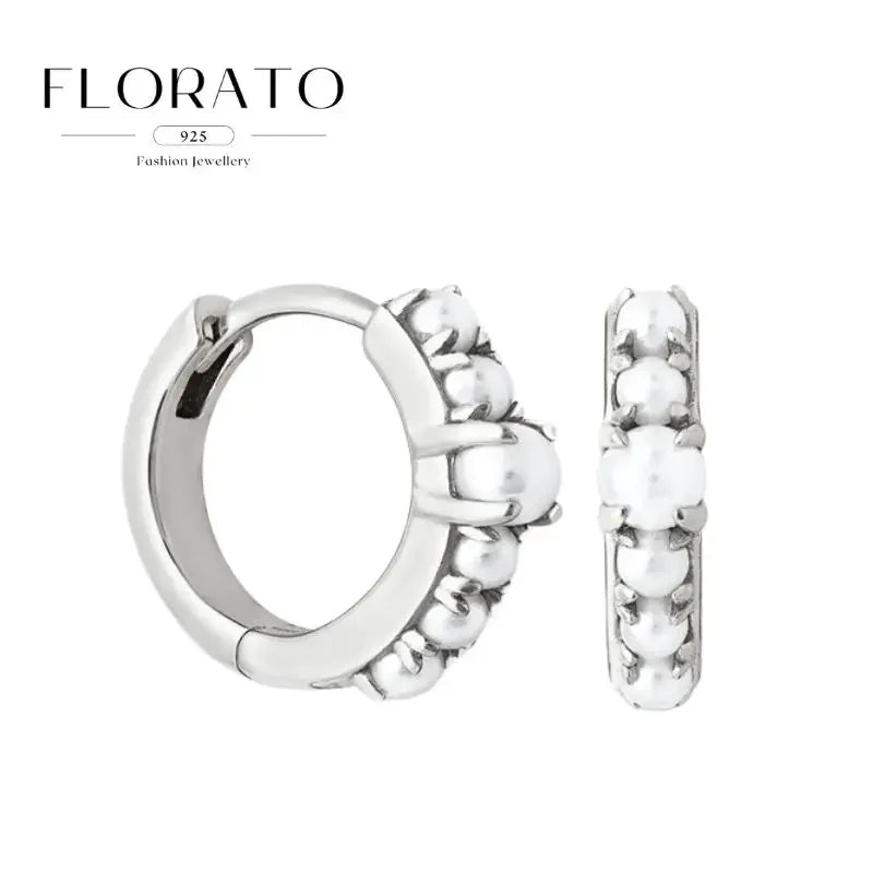 925 Sterling Silver Needle Irregular White Zircon Hoop Earrings For Women Pearl Ear Buckles Vintage Luxury Crystal Jewelry Gifts