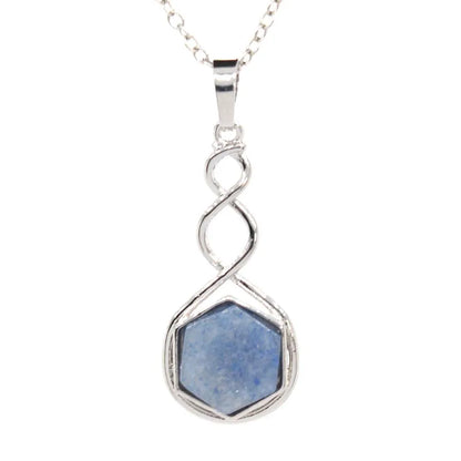 Crystal Hexagon Stone Pendant Necklace For Women Natural Amethyst Lapis Lazuli Dangle Hook Earrings Pendants Necklace Jewelry
