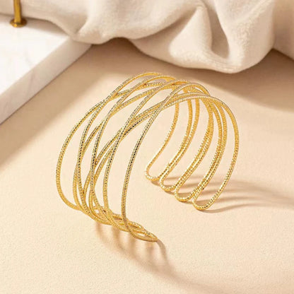 Personalized Winding Design Hollow Geometric Opening Bracelet, Women's Fashionable and Simple Daily Party Jewelry Gift