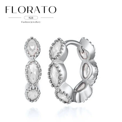 925 Sterling Silver Needle Irregular White Zircon Hoop Earrings For Women Pearl Ear Buckles Vintage Luxury Crystal Jewelry Gifts