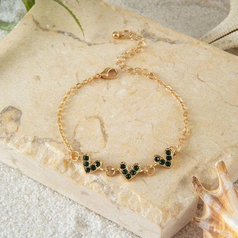 Fashionable Single-Layer Alloy Heart-Shaped Butterfly Eye Bracelet Women's Jewelry Accessory Versatile And Stylish Handwear