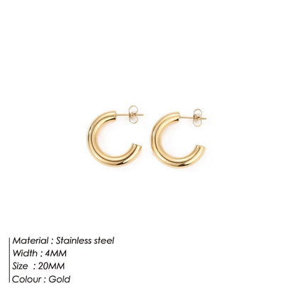 Fashion Gold Size Circle Earrings Women's Jewelry Accessories Classic Stainless Steel Earrings Wholesale