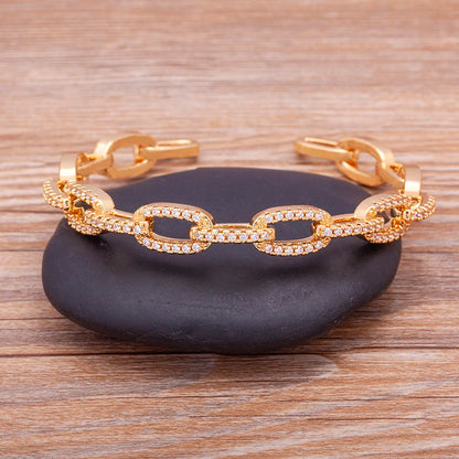 Nidin New Fashion Women Exaggerated Open Bracelets Female Rhinestone Luxury Temperament Exquisite Design Hand Shiny Jewelry Gift