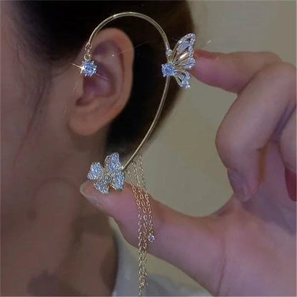 Gold Color Ear Bone Clip For Women Sweet Exquisite Sparkling Crystal Star Ear Cuff Clip Earring Wedding Jewelry Accessories Gift