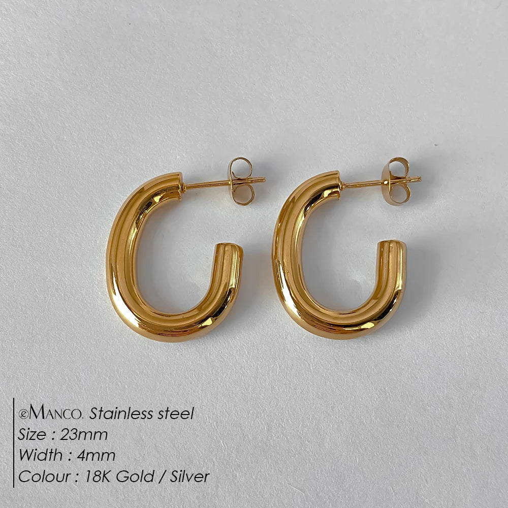 Fashion Gold Size Circle Earrings Women's Jewelry Accessories Classic Stainless Steel Earrings Wholesale