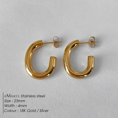 Fashion Gold Size Circle Earrings Women's Jewelry Accessories Classic Stainless Steel Earrings Wholesale