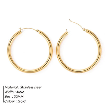 Fashion Gold Size Circle Earrings Women's Jewelry Accessories Classic Stainless Steel Earrings Wholesale