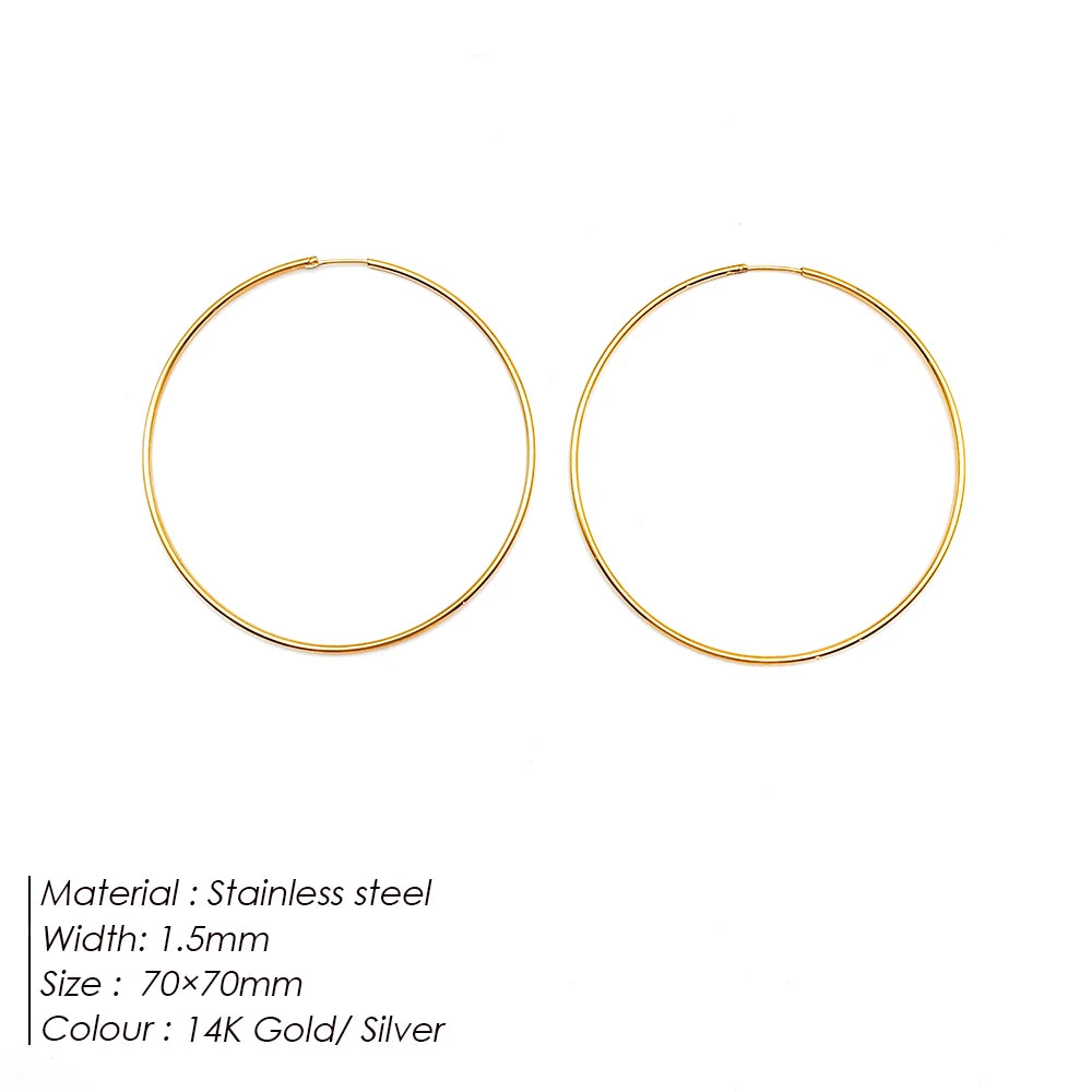 Fashion Gold Size Circle Earrings Women's Jewelry Accessories Classic Stainless Steel Earrings Wholesale