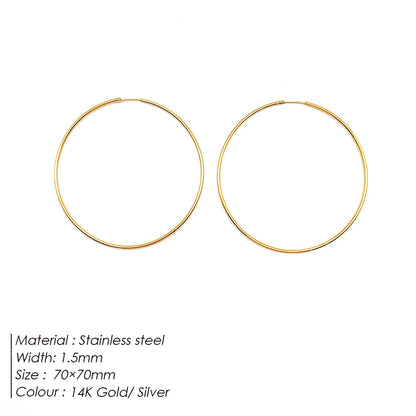 Fashion Gold Size Circle Earrings Women's Jewelry Accessories Classic Stainless Steel Earrings Wholesale