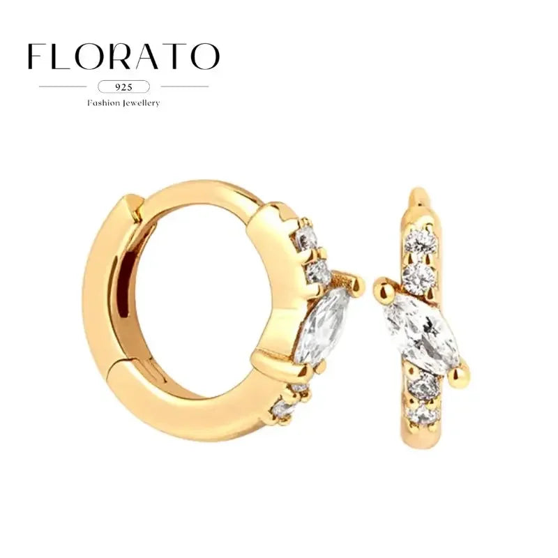 925 Sterling Silver Needle Irregular White Zircon Hoop Earrings For Women Pearl Ear Buckles Vintage Luxury Crystal Jewelry Gifts