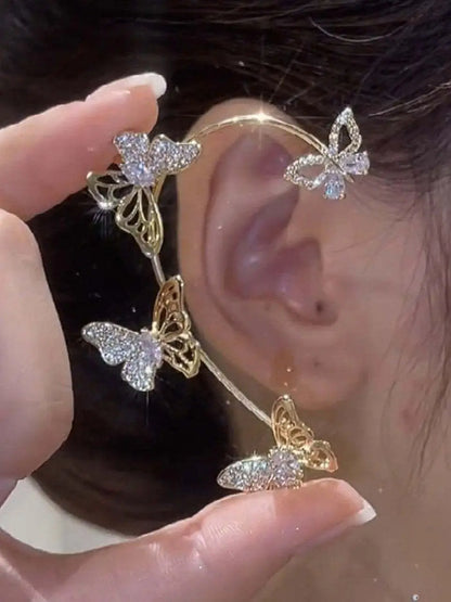 Gold Color Ear Bone Clip For Women Sweet Exquisite Sparkling Crystal Star Ear Cuff Clip Earring Wedding Jewelry Accessories Gift