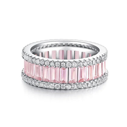 Luxury Solid Platinum PT950  Women's Pink Diamond Rings High-grade Ins-style Simple Moissanite Diamond Ring