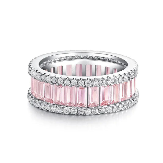 Luxury Solid Platinum PT950  Women's Pink Diamond Rings High-grade Ins-style Simple Moissanite Diamond Ring
