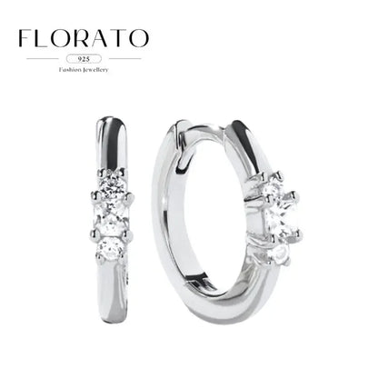 925 Sterling Silver Needle Irregular White Zircon Hoop Earrings For Women Pearl Ear Buckles Vintage Luxury Crystal Jewelry Gifts