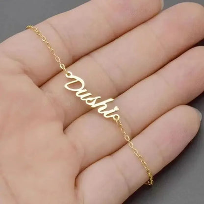 Personalized 18K Letter Name Bracelet Cross Design Birthday Gift for Women Private Customized Jewelry Accessory