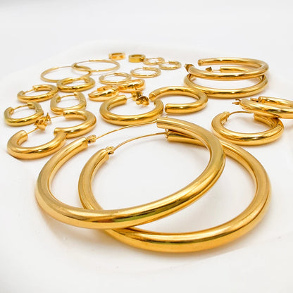 Fashion Gold Size Circle Earrings Women's Jewelry Accessories Classic Stainless Steel Earrings Wholesale