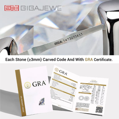 GIGAJEWE Moissanite Emerald Cut Natural Cyan 8X10mm 4.0ct S925 Silver Ring Diamond Test Passed Woman Wife Gift With GRA
