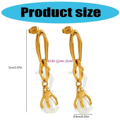 Stylish Pearls Earrings Exquisite Earrings Fashion Ear Jewelry Stainless Steel Texture Ear Studs for Various Styling C71A