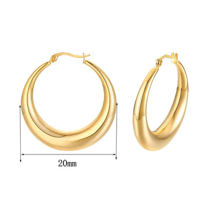 New Style 2024 Wholesale Smooth Exquisite Big Circle Hoop Earrings for Women Girl Wedding Party Large Stainless Steel Jewelry