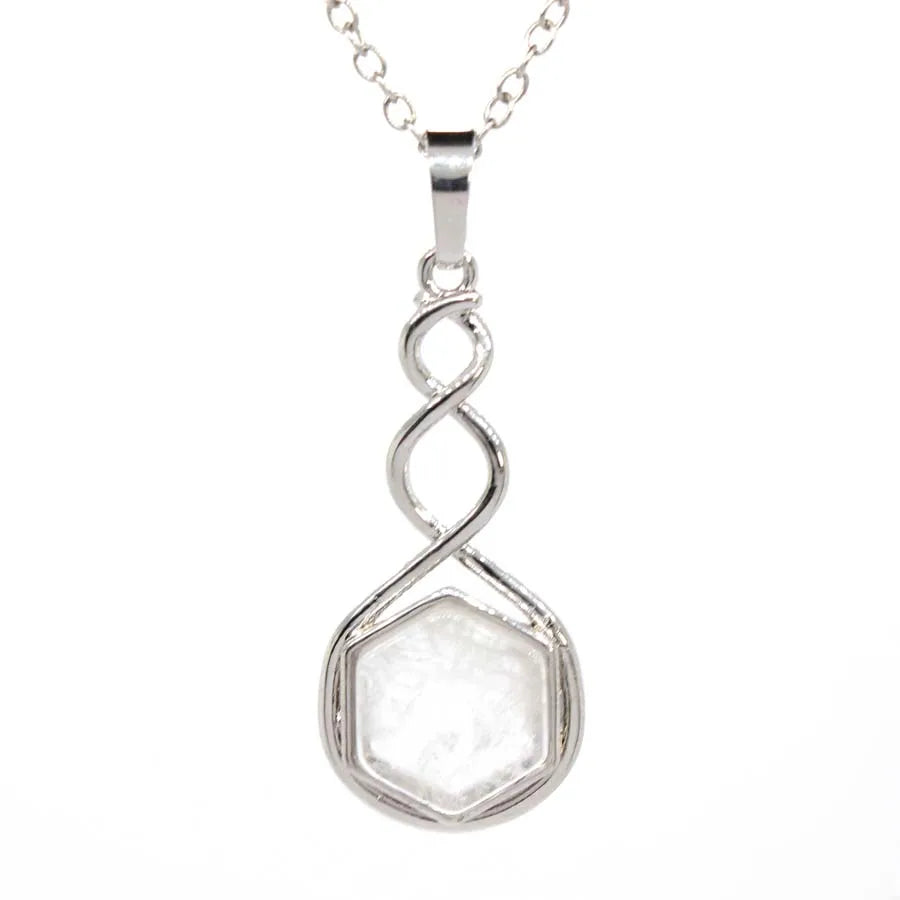 Crystal Hexagon Stone Pendant Necklace For Women Natural Amethyst Lapis Lazuli Dangle Hook Earrings Pendants Necklace Jewelry