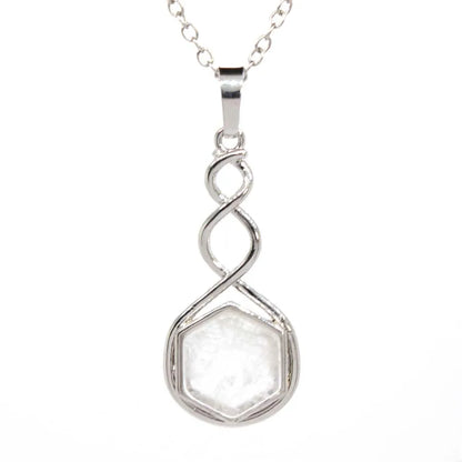 Crystal Hexagon Stone Pendant Necklace For Women Natural Amethyst Lapis Lazuli Dangle Hook Earrings Pendants Necklace Jewelry
