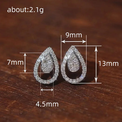 Exquisite Drop-Shaped Earrings Sparkling Embedded Fashionable Geometric Women's Jewelry Elegant Shiny Dangle Studs