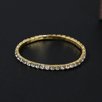 Luxury Classic Full of Rhinestones 18K Gold Plated Bracelets For Women Sparkling Simple Zircon Bracelets Jewelry Birthday Gifts
