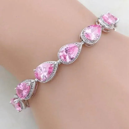 Shiny Teardrop Shape Zircon Crystal Tennis Bracelet for Women Fashion Elegant Banquet Party High Jewelry Girls Gift