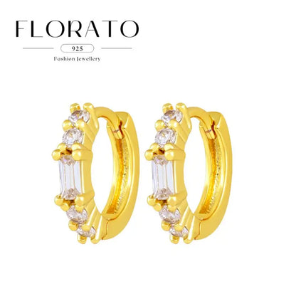 925 Sterling Silver Needle Irregular White Zircon Hoop Earrings For Women Pearl Ear Buckles Vintage Luxury Crystal Jewelry Gifts
