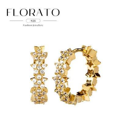 925 Sterling Silver Needle Irregular White Zircon Hoop Earrings For Women Pearl Ear Buckles Vintage Luxury Crystal Jewelry Gifts