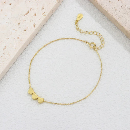 Authentic 925 Sterling Silver Korean Simple Love Heart Adjustable Women Charm Bracelet Luxury Silver Jewelry Korean Party Gift