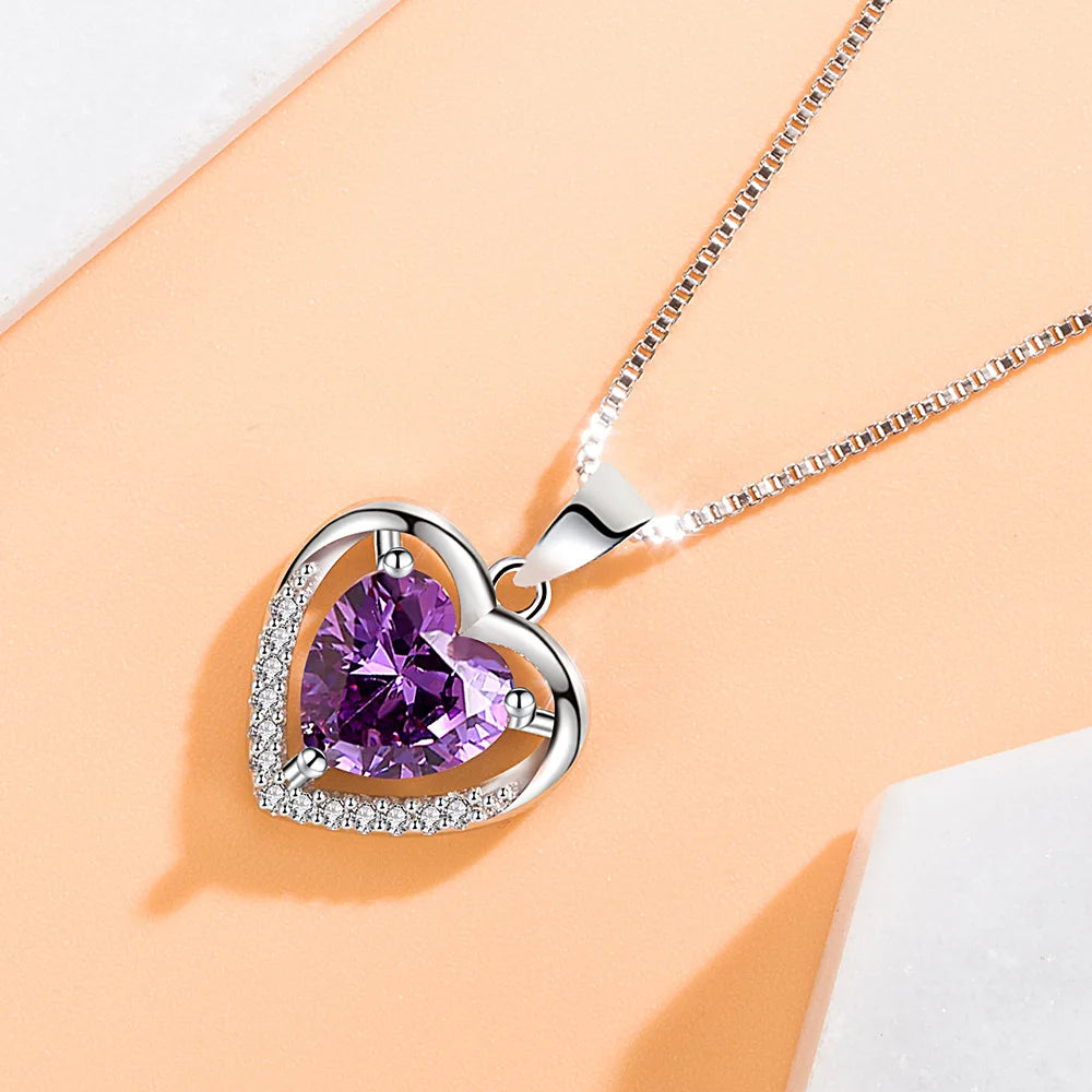 925 Sterling Silver Necklace for Women Simple Irregular Heart Moon Trendy Simple Geometric Handmade Chocker Fine Jewelry