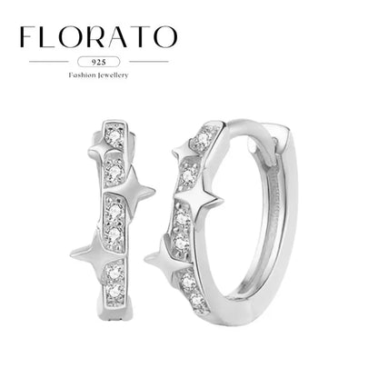 925 Sterling Silver Needle Irregular White Zircon Hoop Earrings For Women Pearl Ear Buckles Vintage Luxury Crystal Jewelry Gifts