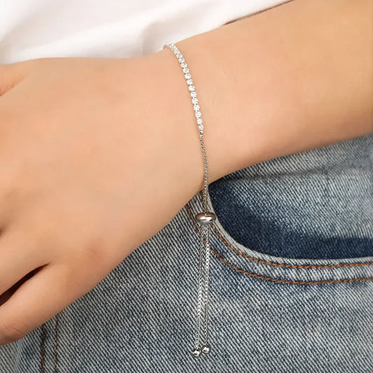 Adjustable Fashion Crystal Bracelet Women's Simple Micro-Set Crystal Armlet Jewelry Hand Chain Diamond Claw Link Bracelet