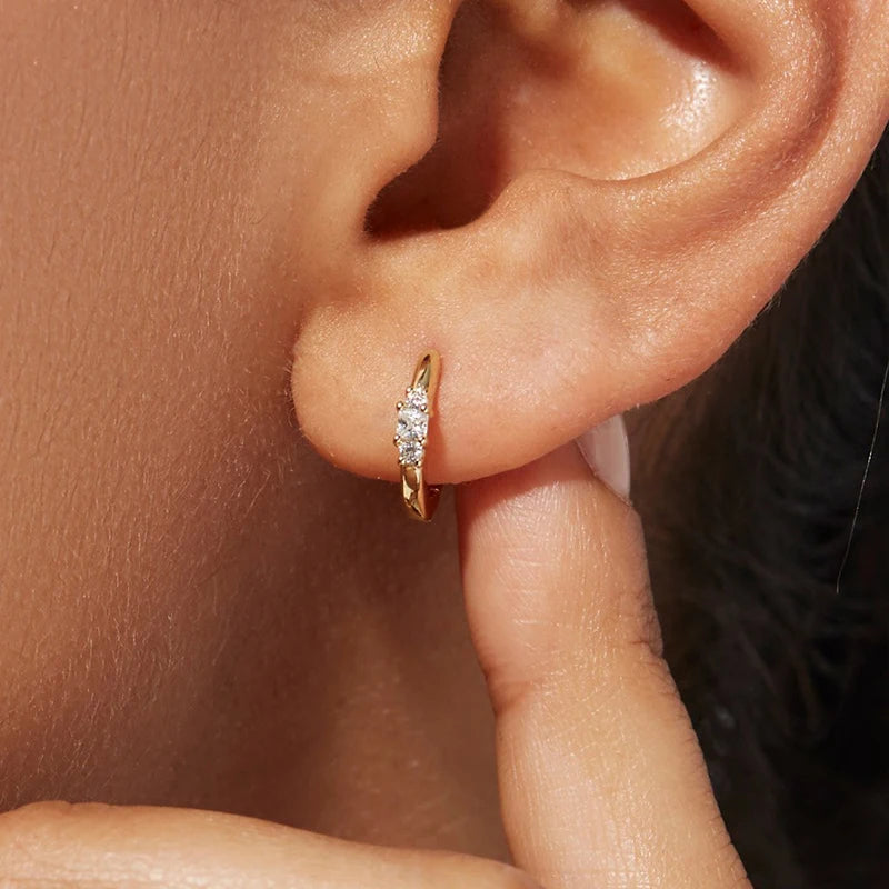 925 Sterling Silver Needle Irregular White Zircon Hoop Earrings For Women Pearl Ear Buckles Vintage Luxury Crystal Jewelry Gifts