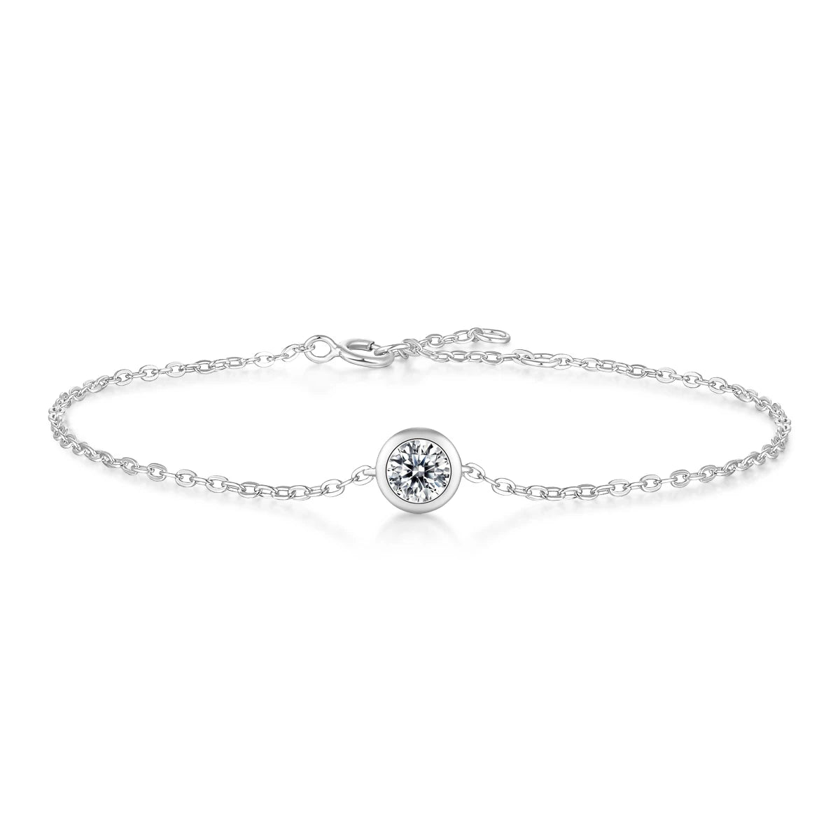 925 Sterling Silver Bubble Bracelet Surface Plated 18K Rose Gold Embedded 0.5ct Moissanite with GRA Certificate