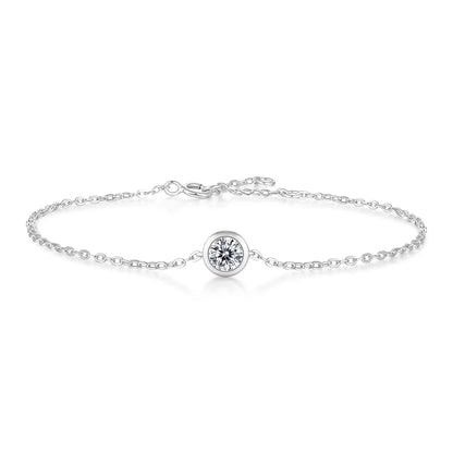 925 Sterling Silver Bubble Bracelet Surface Plated 18K Rose Gold Embedded 0.5ct Moissanite with GRA Certificate