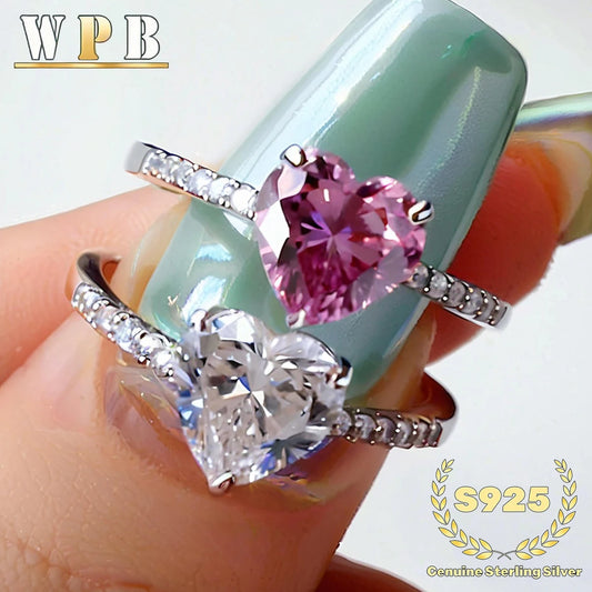 Genuine S925 Sterling Silver Rainbow Cubic Zirconia Ring for Women Hypoallergenic Jewelry Gift Christmas Birthday Anniversary