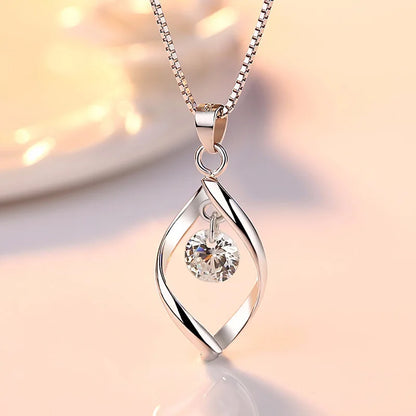 925 Sterling Silver Necklace for Women Simple Irregular Heart Moon Trendy Simple Geometric Handmade Chocker Fine Jewelry