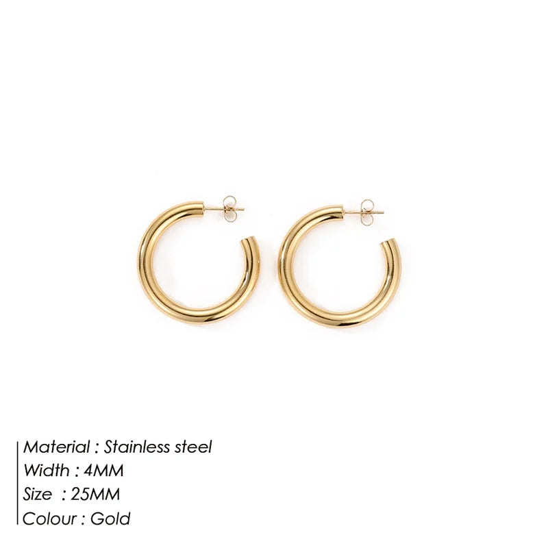 Fashion Gold Size Circle Earrings Women's Jewelry Accessories Classic Stainless Steel Earrings Wholesale