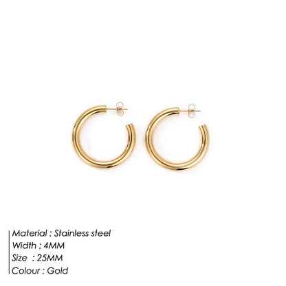 Fashion Gold Size Circle Earrings Women's Jewelry Accessories Classic Stainless Steel Earrings Wholesale