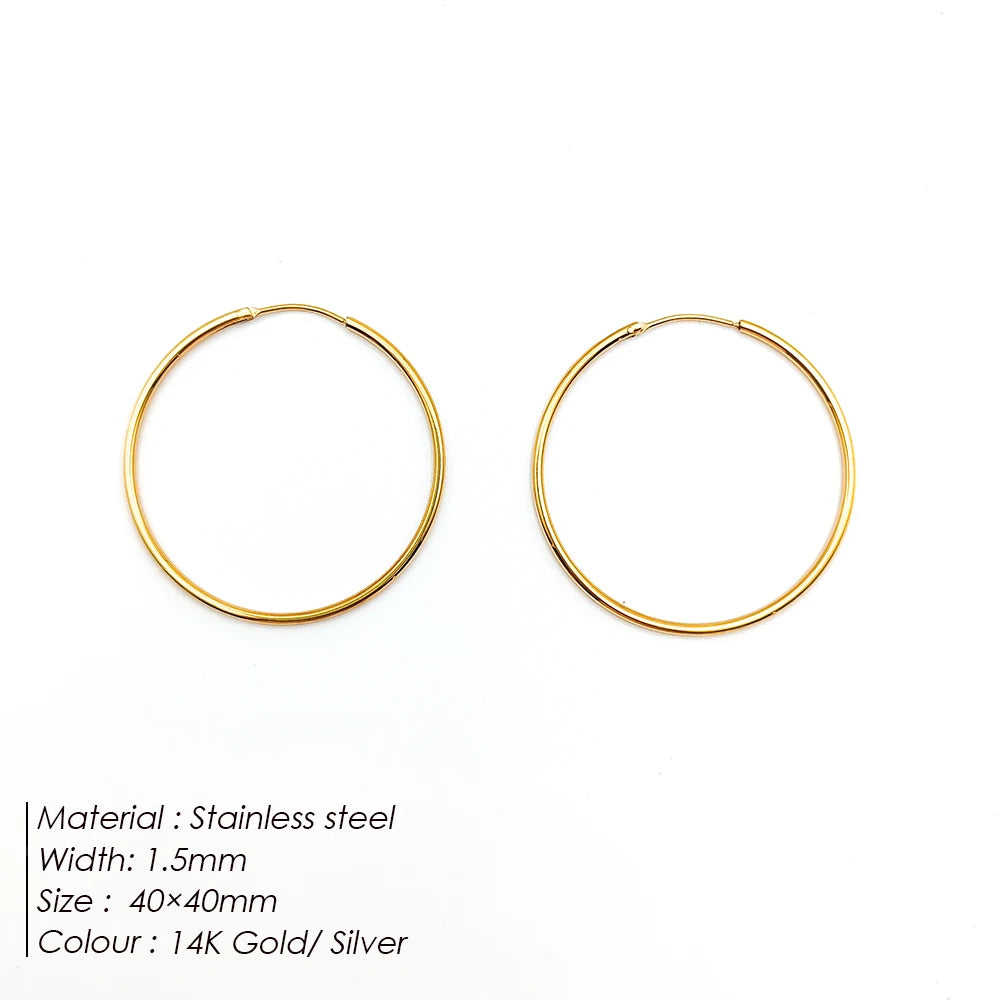 Fashion Gold Size Circle Earrings Women's Jewelry Accessories Classic Stainless Steel Earrings Wholesale